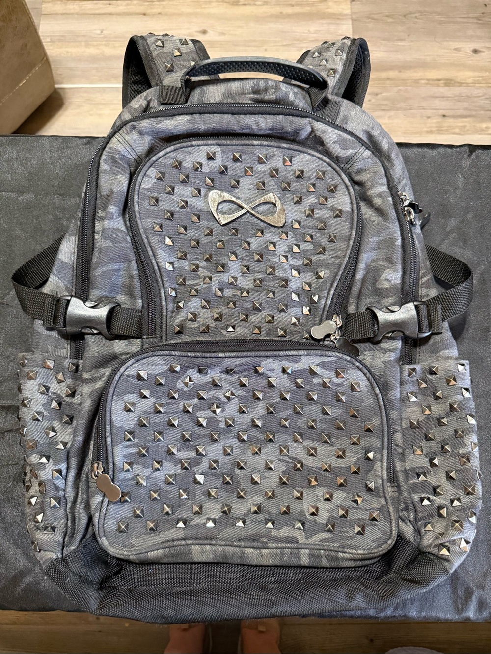 Limited Edition NFINITY Gray Camouflage Studded Backpack